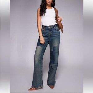 GOOD AMERICAN $178 The Khloe Patchwork Straight Leg Denim